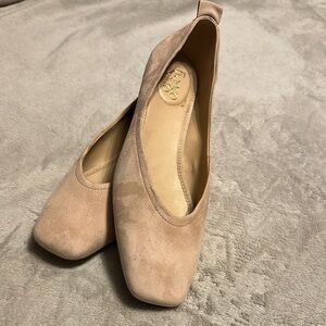 Franco Sarto Tan Suede Flats with Square Toe